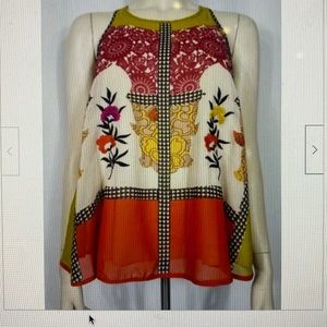 Anthropologie Vineet Bahl floral embroidered blouse